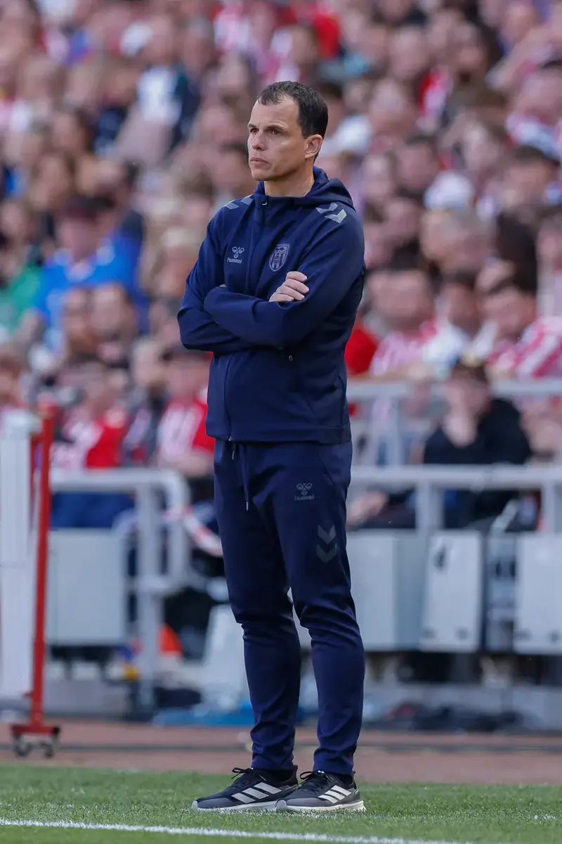 Regis Le Bris Manager of Sunderland watches closely during the Sunderland v Chelsea Premier League match at the Stadium of Light, Sunderland, England on 24 May 2026 Credit: Craig Cowan/Every Second Media