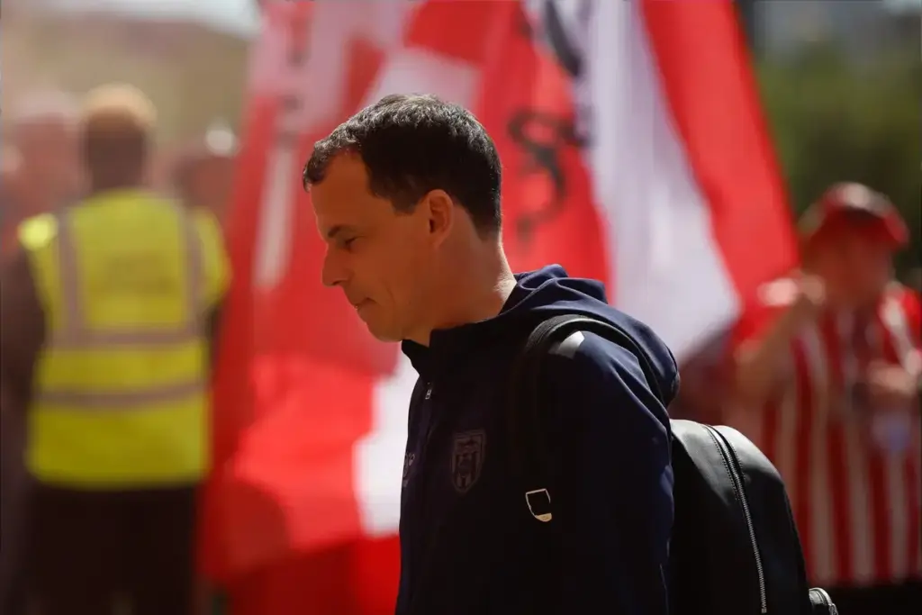 Regis Le Bris Manager of Sunderland arrives for todays game during the Sunderland v Chelsea Premier League match at the Stadium of Light, Sunderland, England on 24 May 2026 Credit: Craig Cowan/Every Second Media